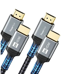 Powerbear Hdmi Cable 8K 2-Pack High Speed Braided Cord for Laptop Monitor PS4 PS5 Xbox Fire Tv Apple Tv