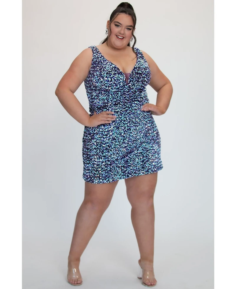 Sydney's Closet Women's Sequin Bra-friendly Fitted Mini Dress