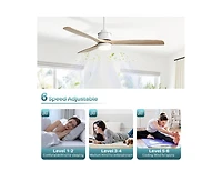 Sofucor 60-inch Modern Minimalist Style White 3-Blade Ceiling Fan with Led Light, Remote Control and Timing Function