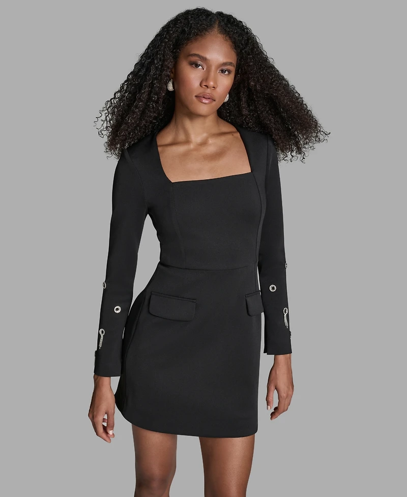 Bcbg Women's Grommet Long Sleeve Mini Dress