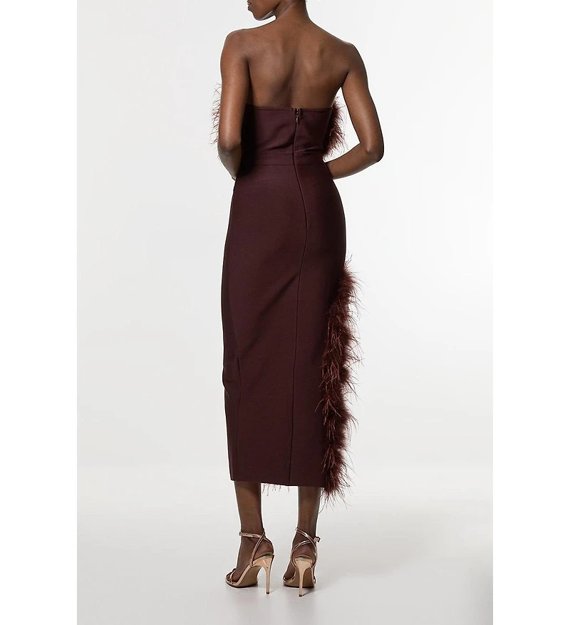Karen Millen Women's Feather Detail Knit Midi Dress