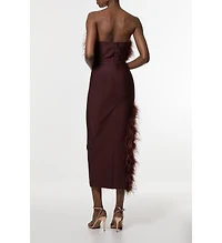 Karen Millen Women's Feather Detail Knit Midi Dress
