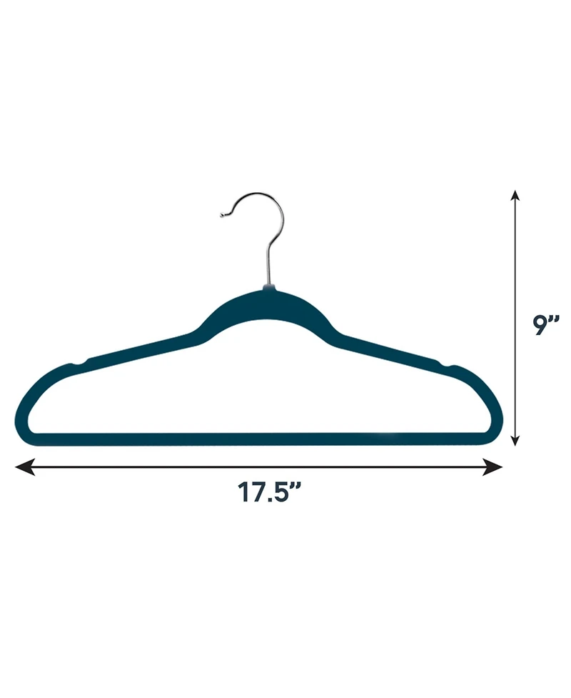 Elama Home 100 Piece Velvet Slim Profile Heavy Duty Felt Hangers with Stainless Steel Swivel Hooks Pink