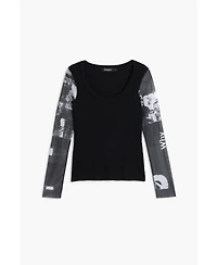 Desigual Women's Chiffon sleeve T-shirt
