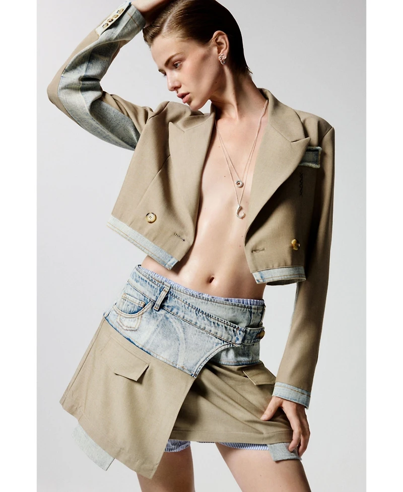 Desigual Women's Crop blazer with two materials