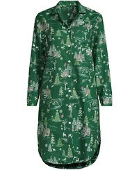 Lands' End Women's Cotton Poplin Long Sleeve Sleepshirt Nightgown