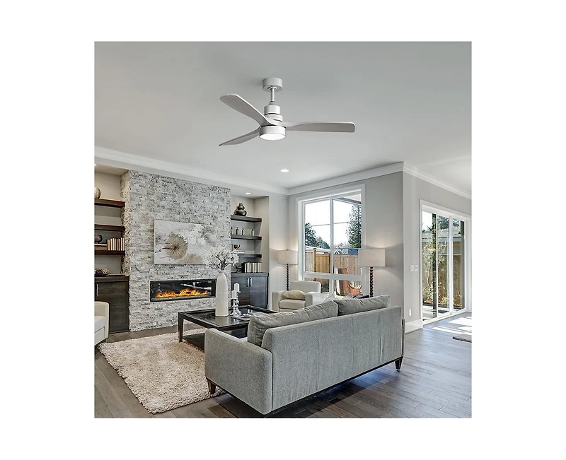 52-inch Modern Minimalist Sliver 3 Blades Ceiling Fan with 3 color Dimmable and Memory Function Light and Remote control