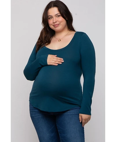 Pinkblush Plus Dark Teal Basic Long Sleeve Top