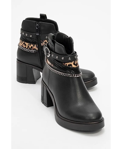 Prologue Shoes Boliva Buckled Chain Block Heel Boot (Women)