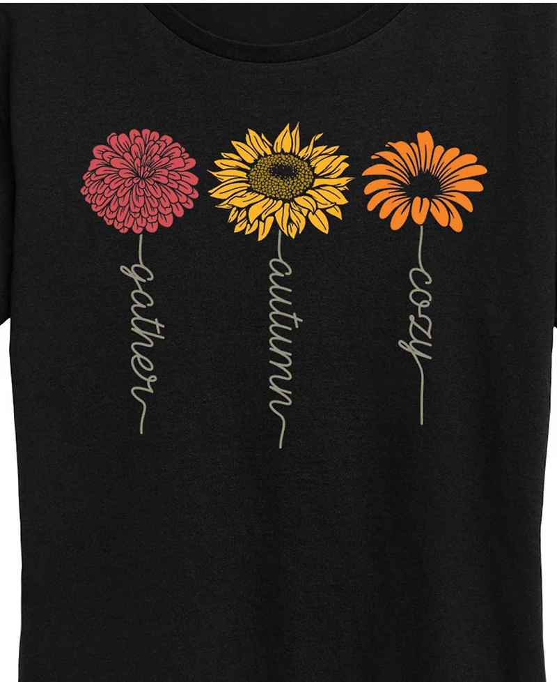 Hybrid Apparel Plus SizeGather Autumn Cozy Flowers Women's Short Sleeve Graphic T-shirts