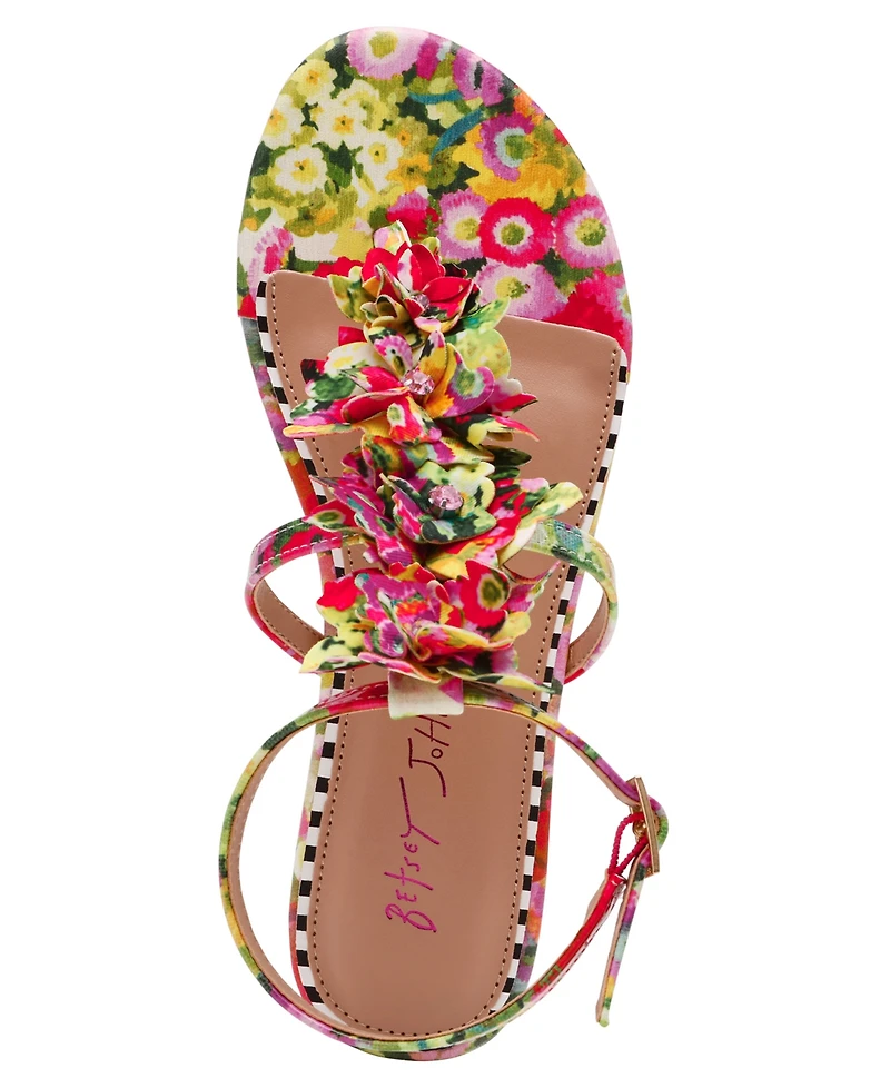 Betsey Johnson Women's Kenedy Floral Gladiator Round Toe Sandals