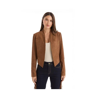 The Noli Shop Women's Yasmin Suede Jacket - Cognac