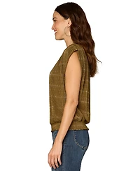 Democracy Petite Extended Cap Sleeve Crewneck Top