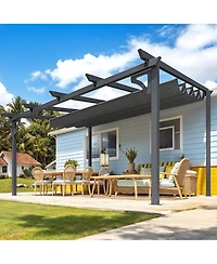 Aecojoy 14' x 10' Gazebo for Patio, Retractable Pergola with Adjustable Sun Shade Canopy Roof