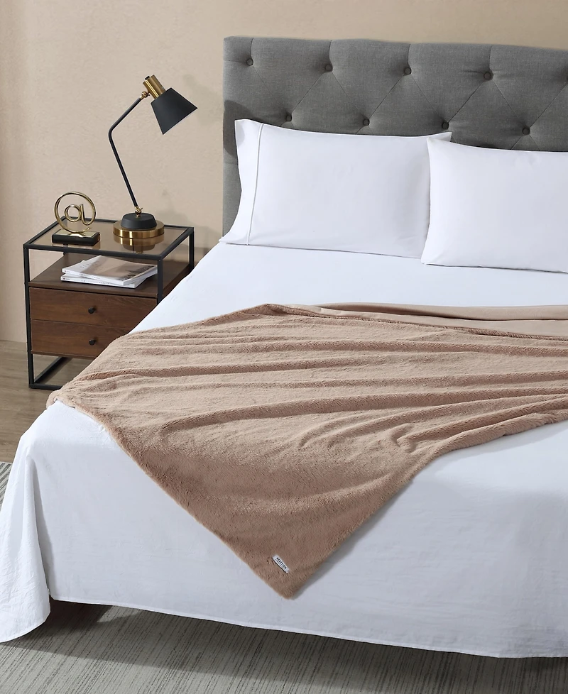 Kenneth Cole New York Solid Faux Fur Throw Blanket, 70" x 50"