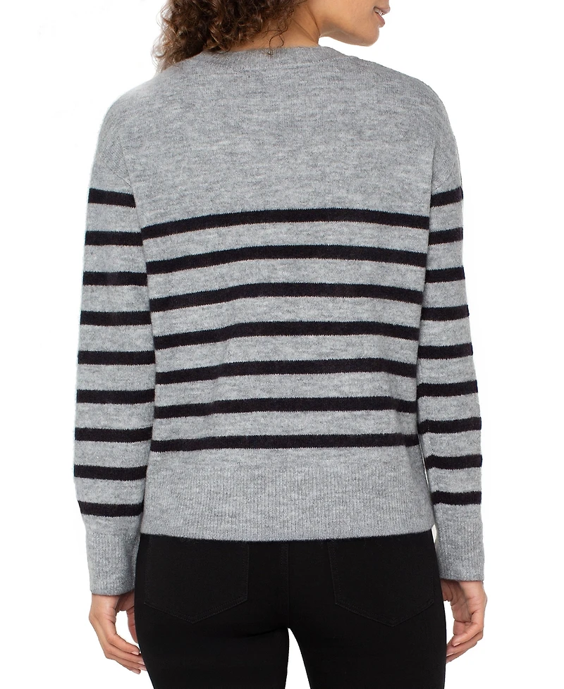 Liverpool Los Angeles Petite Long Sleeve Crew Neck Sweater