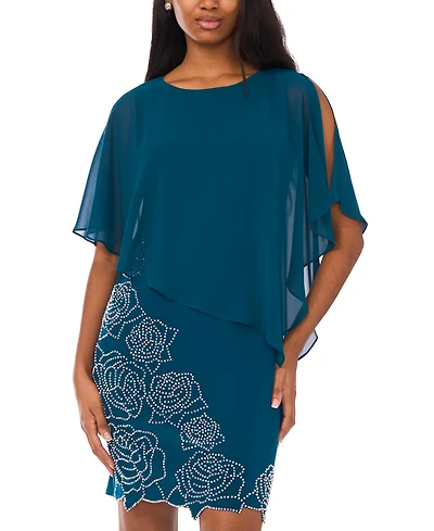 Msk Petite Beaded Motif Overlay Dress