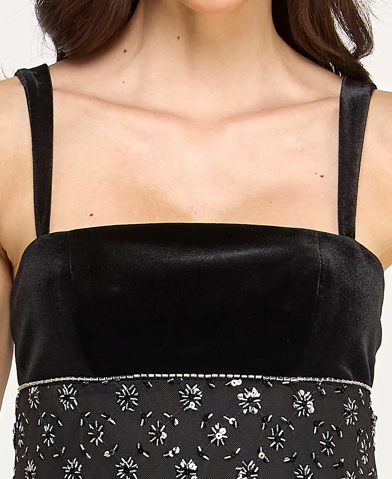 Violet Weekend Juniors' Embellished Square Neck Dress