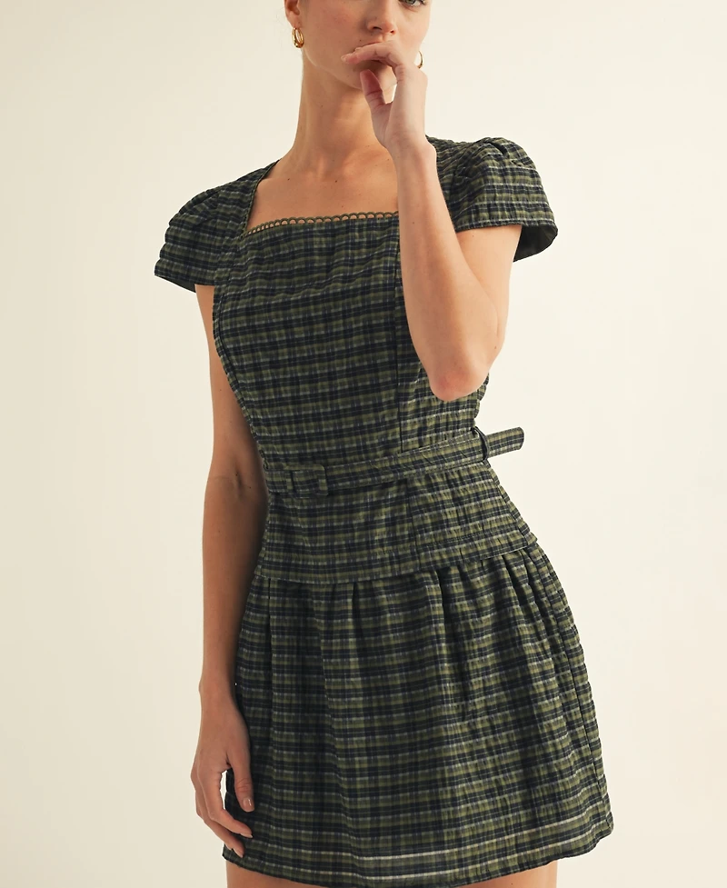 Arose Studio, Inc Women's Plaid Belted Mini Dress