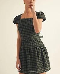 Arose Studio, Inc Women's Plaid Belted Mini Dress