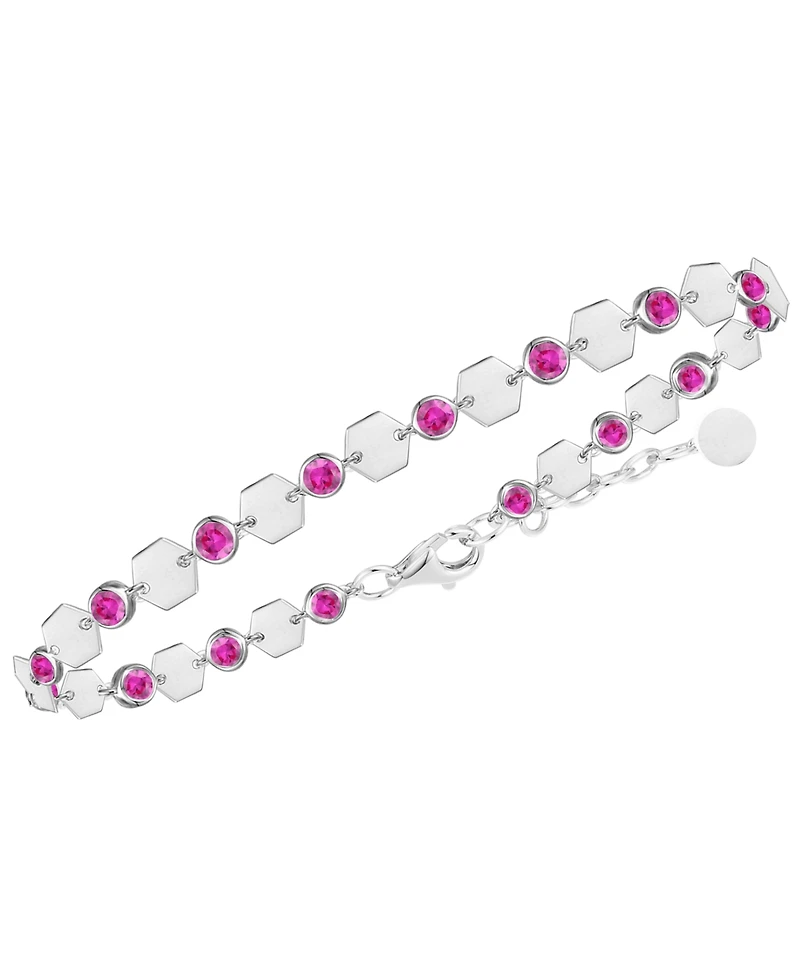 Macy's Lab-Grown Ruby Luna Bracelet (2-1/5 ct. t.w.) in Sterling Silver