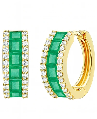 Macy's Emerald (1-1/3 ct. t.w.) and Diamond (1/4 Earrings 14K White Gold