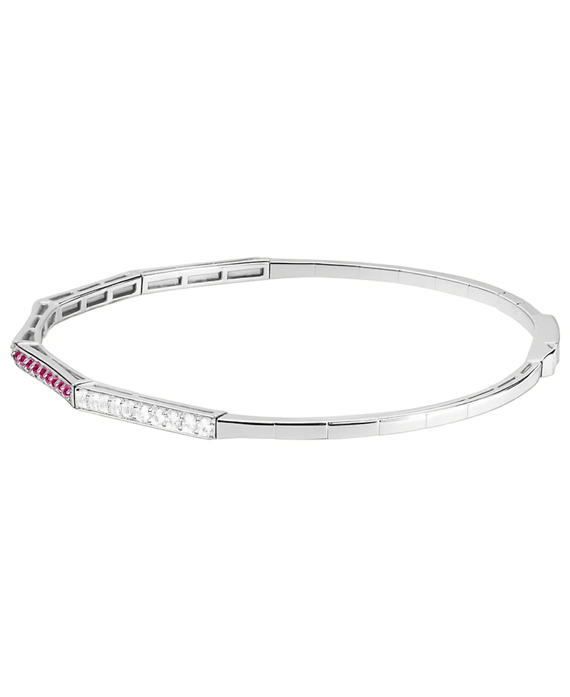 Macy's Lab-Grown Ruby (1/2 ct. t.w.) and Lab-Grown White Sapphire (1/3 ct. t.w.) Bangle in Sterling Silver