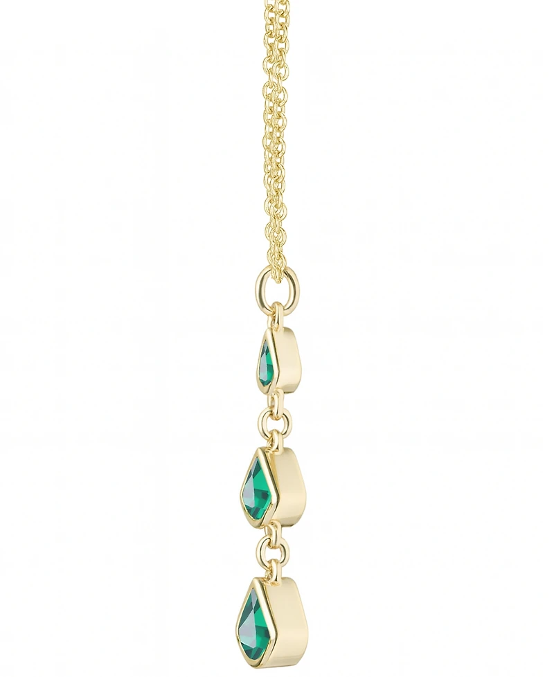 Macy's Lab-Grown Emerald Pendant Necklace (1 ct. t.w.) in 14K Gold Over Sterling Silver
