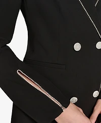 Karl Lagerfeld Paris Women's Embellished Trim Collared Blazer Dress