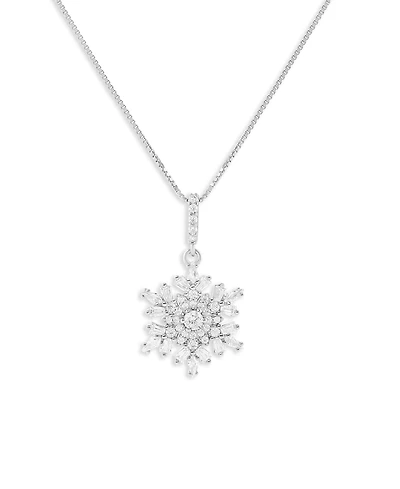 Holiday Lane Cubic Zirconia Snowflake Pendant Necklace in Sterling Silver, Macy's Exclusive