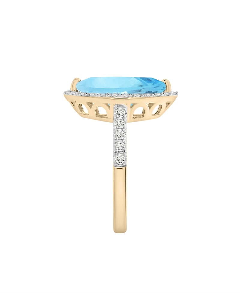 Macy's Blue Topaz (4 ct. t.w) & Diamond (3/8 ct. t.w) Marquise Ring in 14K Yellow Gold