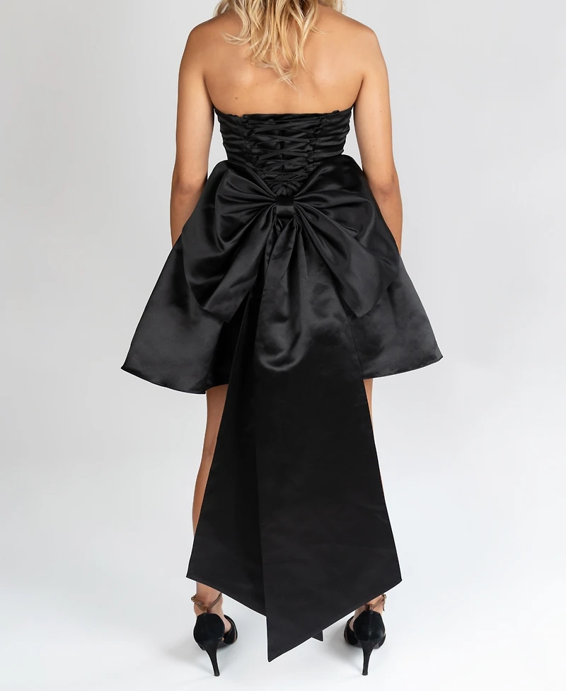 Dear Moon Juniors' Cowl Neck Bow Back Dress