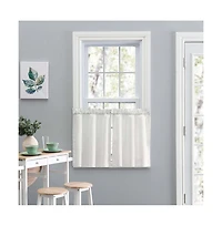 Ellis Stacey 1.5" Rod Pocket High Quality Fabric Solid Color Window Tailored Tier Pair 56"x36" Ice Cream