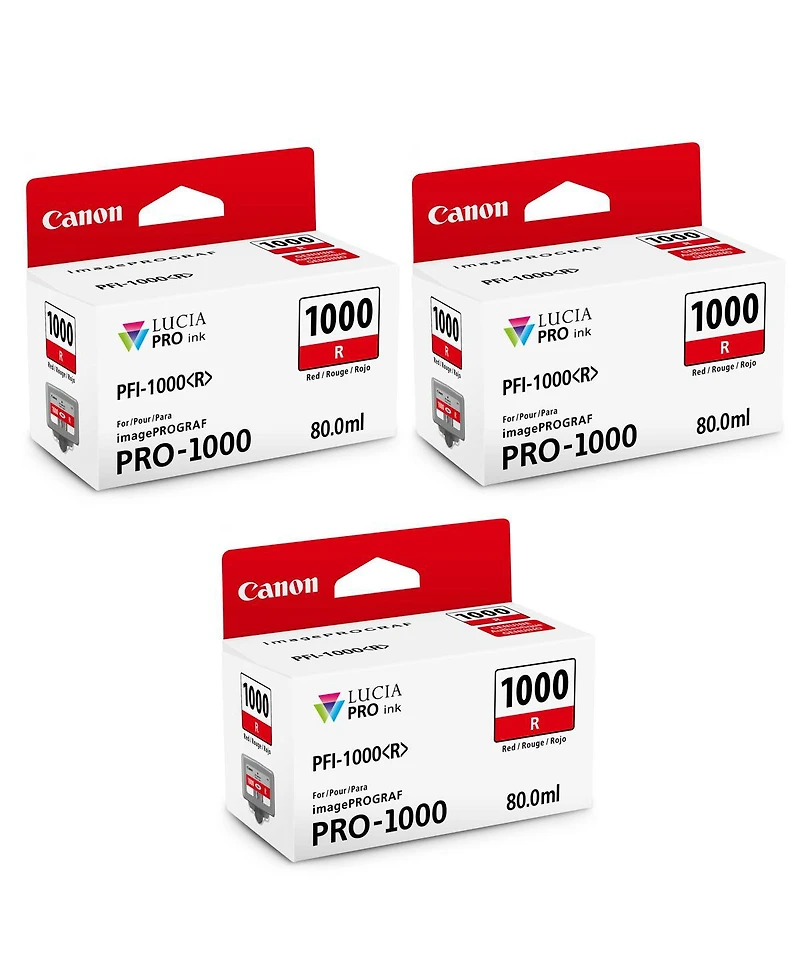 Canon 3 Pack Pfi-1000R Red Lucia Pro ink for imagePROGRAF Pro-1000