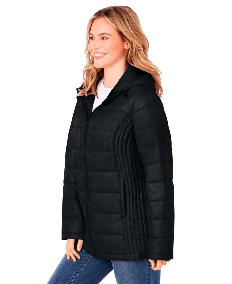 Woman Within Women's Plus Packable Puffer Jacket