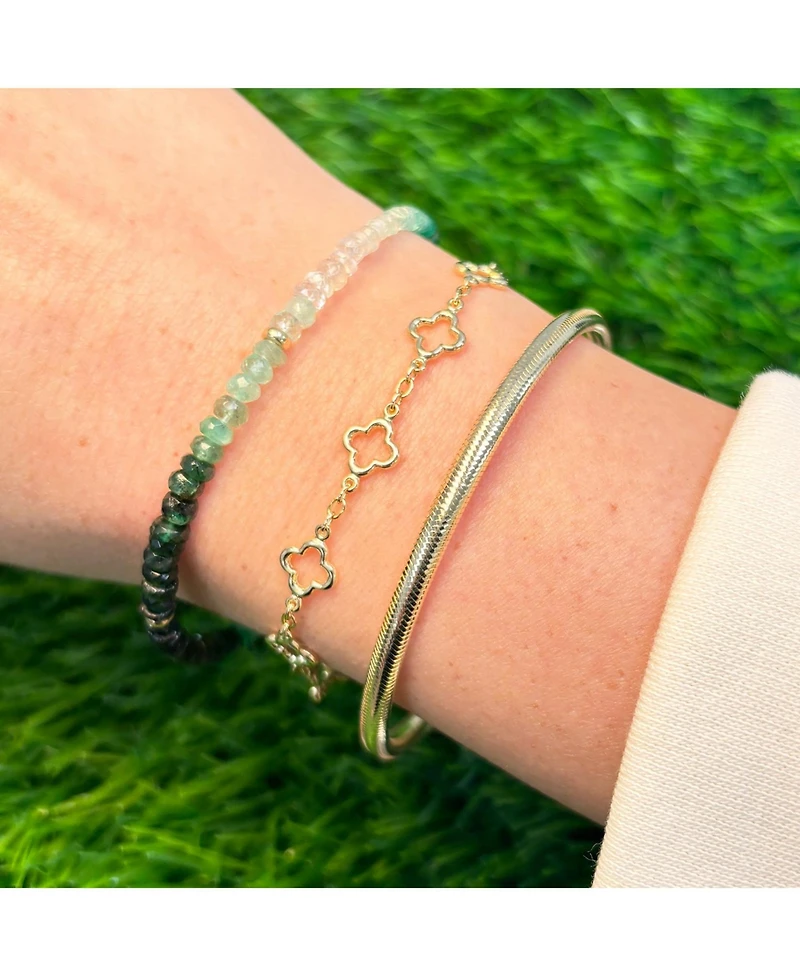 The Lovery Emerald Ombre Bead Bracelet 14K Gold
