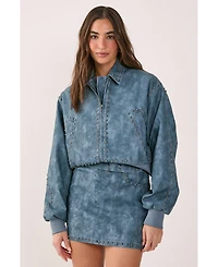 Nasty Gal Women's Leather Studded Bomber Jacket