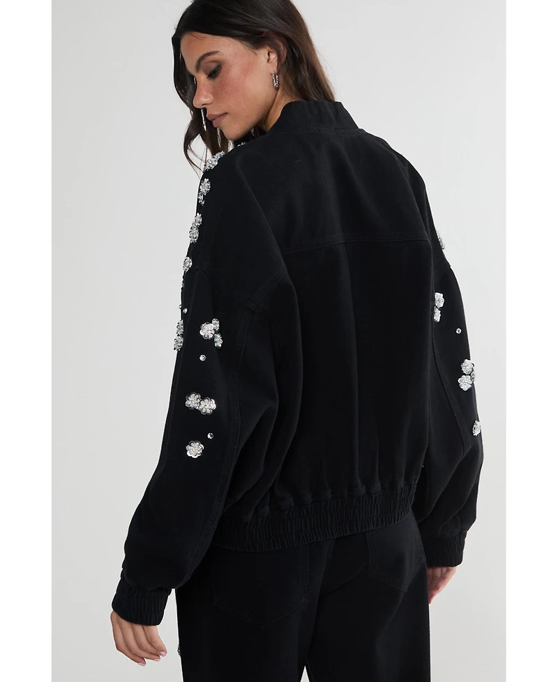 Nasty Gal Embellished Flower Applique Jacket