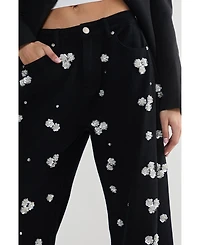 Nasty Gal Limited Embellished Flower Applique Jean