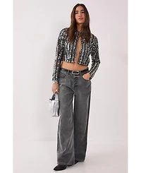 Nasty Gal Women's Beaded Long Sleeve Jacket
