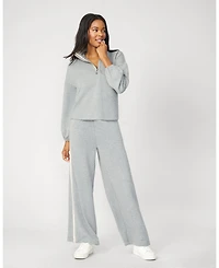 Cable & Gauge Half Zip Pullover Wide Leg Pant