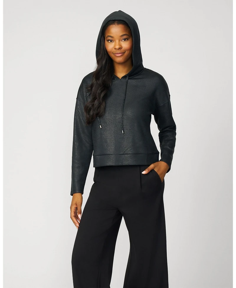 Cable & Gauge Women's Coated Bubble Hem Hoodie