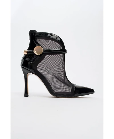 Prologue Shoes Grove Patent Back Zip High Heel Mesh Boot (Women)