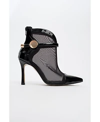 Prologue Shoes Grove Patent Back Zip High Heel Mesh Boot (Women)