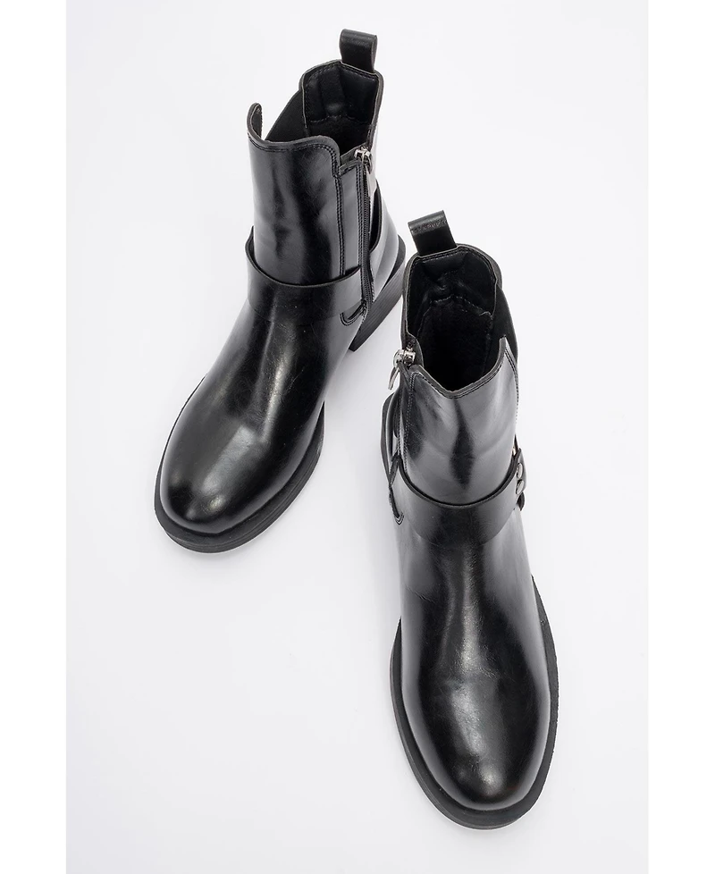 Prologue Shoes Stone Buckled Zip Ankle Boot (Women)