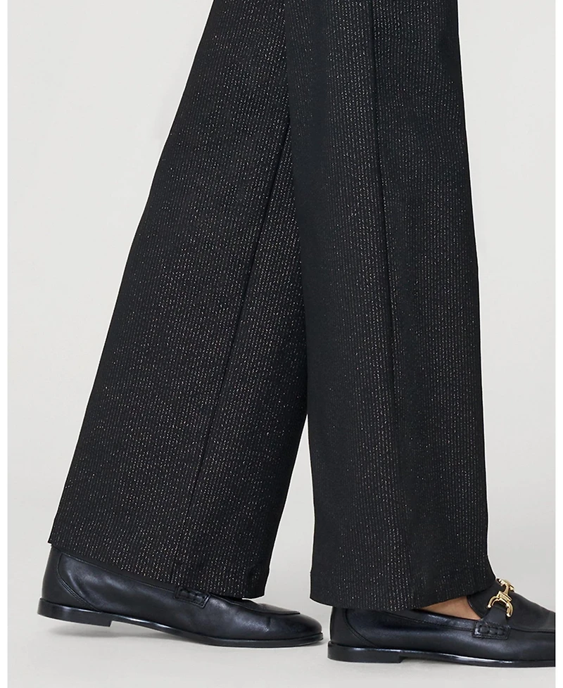 Cable & Gauge Women's Metallic Stripe Wide Leg Pull On Pant