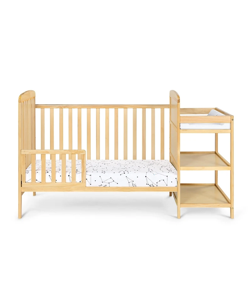 Forest'nSky Natural Wood Crib and Changer Combo with Storage Drawers and Changing Table Top