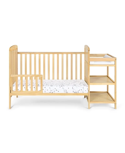Forest'nSky Natural Wood Crib and Changer Combo with Storage Drawers and Changing Table Top