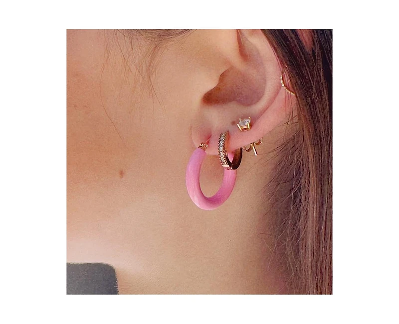 Sasha Pink Enamel Hoops