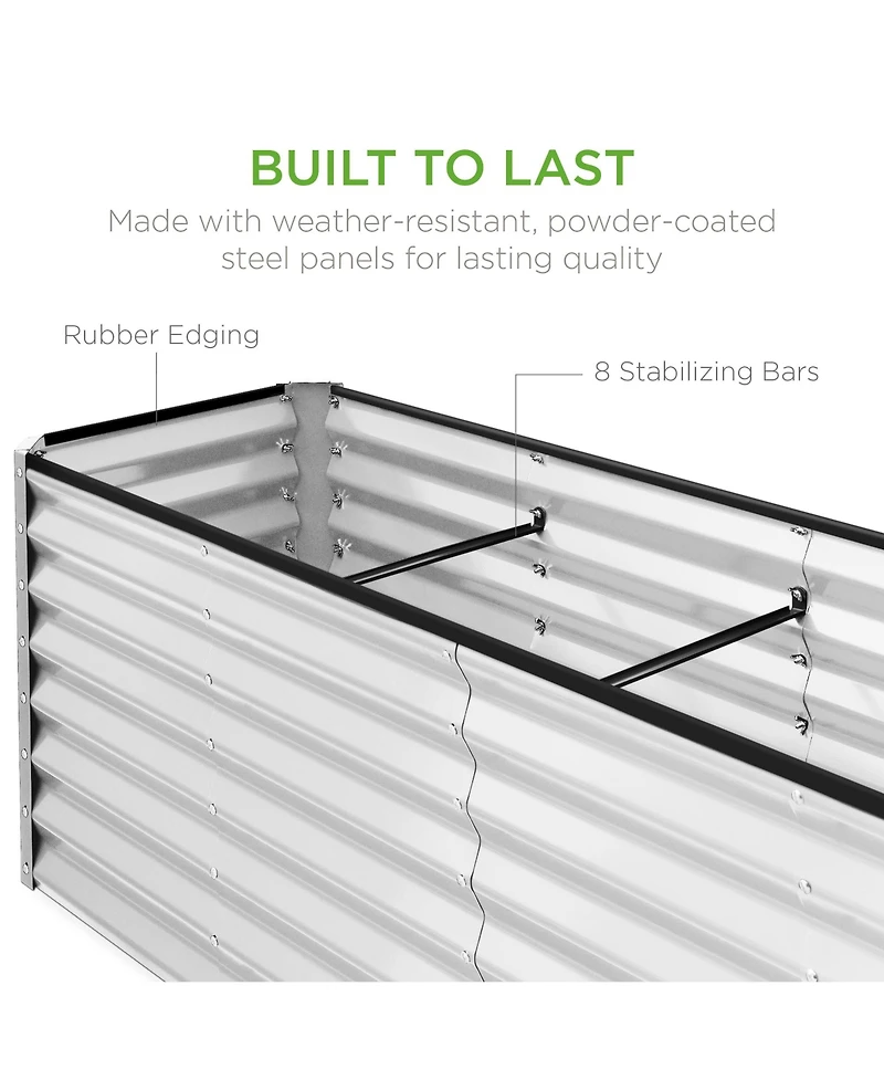 Best Choice Products 8x2x2ft Outdoor Metal Raised Garden Bed, Planter Box for Vegetables, Flowers